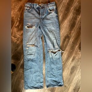 Zara Medium Blue Button-Fly Jeans